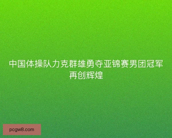 中国体操队力克群雄勇夺亚锦赛男团冠军再创辉煌