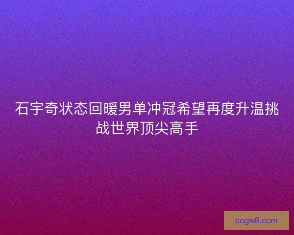 石宇奇状态回暖男单冲冠希望再度升温挑战世界顶尖高手