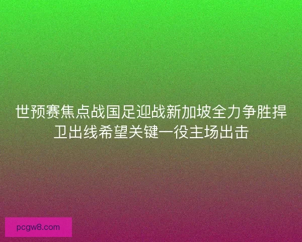 世预赛焦点战国足迎战新加坡全力争胜捍卫出线希望关键一役主场出击